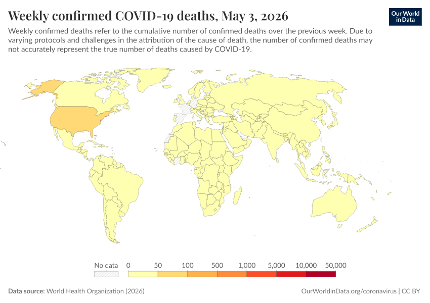 A thumbnail of the "Weekly confirmed COVID-19 deaths" chart